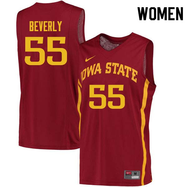 Women #55 Jeff Beverly Iowa State Cyclones College Basketball Jerseys Sale-Cardinal - Click Image to Close